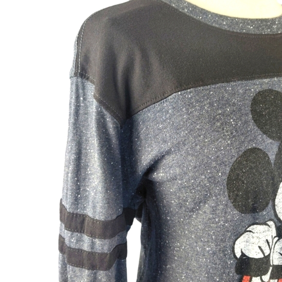 Disney Mickey Mouse Gray Speckled Long Sleeve Graphic Tee L Comfy Lounge Casual - Picture 4 of 6